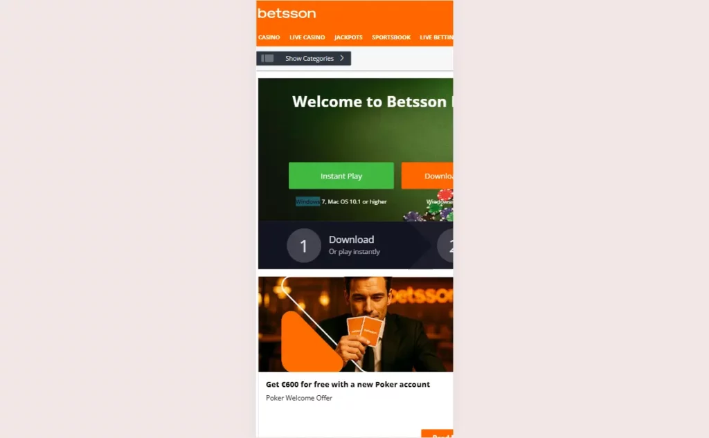 Betsson mobile poker
