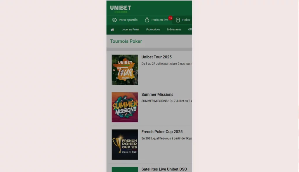 Unibet poker mobile