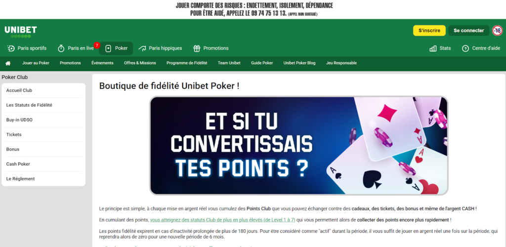 Programme fidélité Unibet