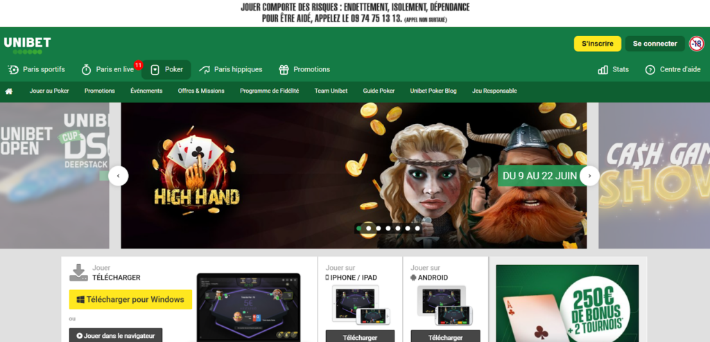 Unibet page accueil
