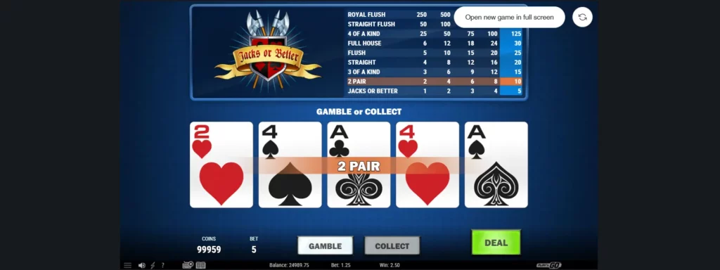 Jacks or Better Poker