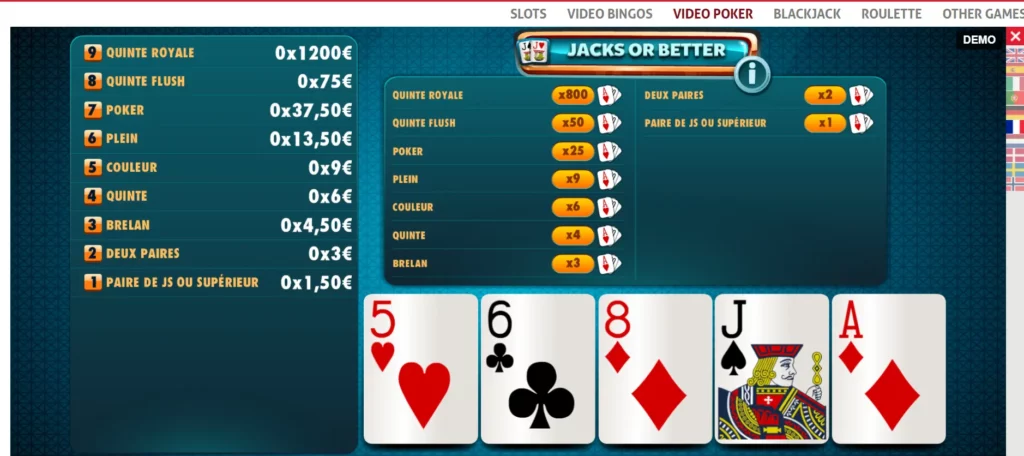 Règles video Poker