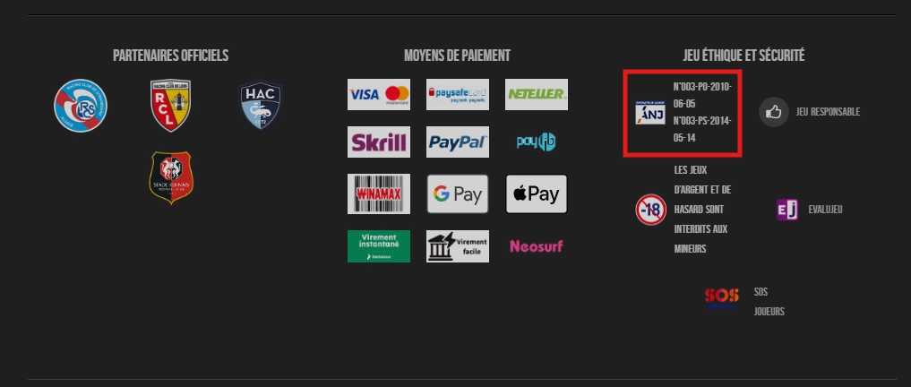 La licence de jeu Winamax