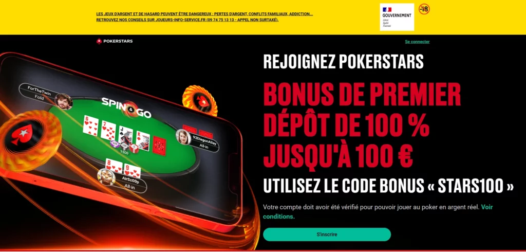 Le bonus de bienvenue PokerStars